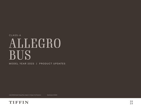 2023 Tiffin Allegro Bus Brochure | Download RV brochures ...