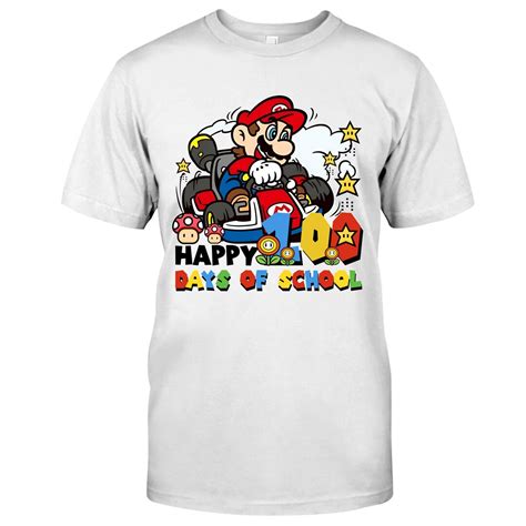 100 Days of School Super Mario Shirt, 100 Days of School Cartoon Shirt, Happy 100 Day Boy Girl ...