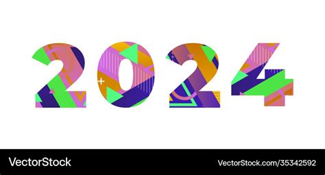 2024 concept retro colorful word art Royalty Free Vector