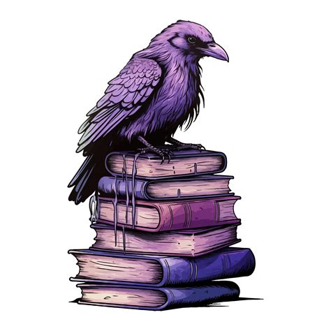 occult witchcraft raven crow spirit animal, dark raven sits on books ...