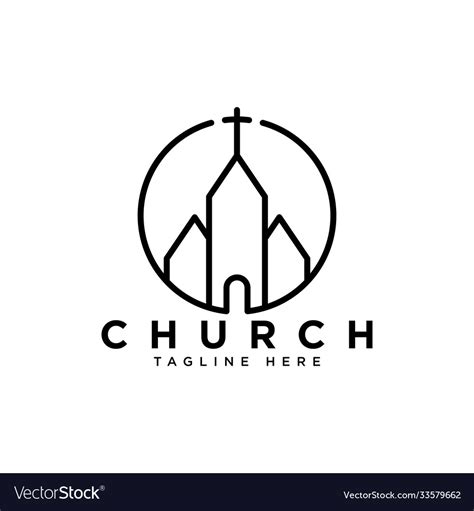 Simple outline church building logo design Vector Image