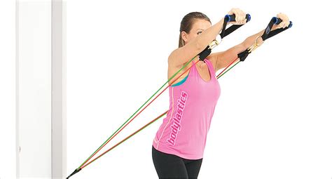 Standing Chest Press With Resistance Bands - Build your chest fast! | Bodylastics Pro Quality ...