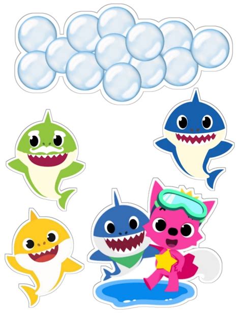 Baby Shark Family: Free Printable Cake Toppers. - Oh My Baby!