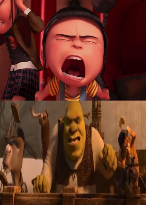 Shrek, Donkey and Puss annoyed by Agnes' screaming by DarkMoonAnimation ...