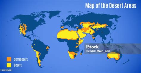 Schematic Map Of The World Sandy Deserts Area Stock Illustration - Download Image Now - World ...