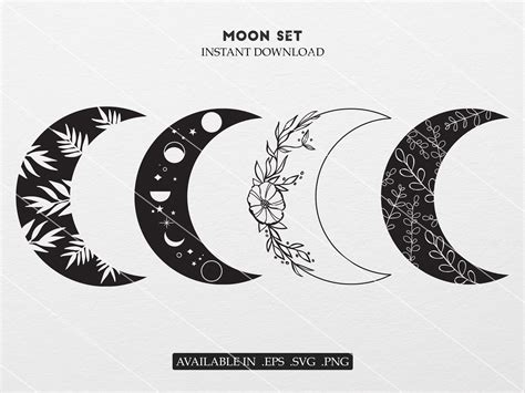 Moon Clipart SVG, Boho Moon Svg for Cricut, Celestial SVG, Crescent Moon Svg, Magic Moon ...