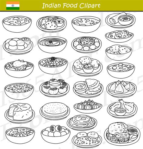 Indian Food Clipart Bundle Graphics - Clipart 4 School