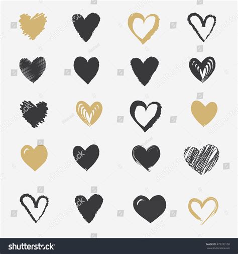 Hearts Symbols Set Logo Black Gold Stock Vector (Royalty Free ...