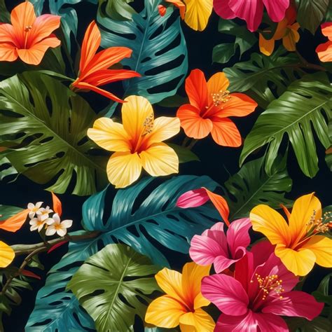 Tropical Flowers Seamless Pattern Free Stock Photo - Public Domain Pictures