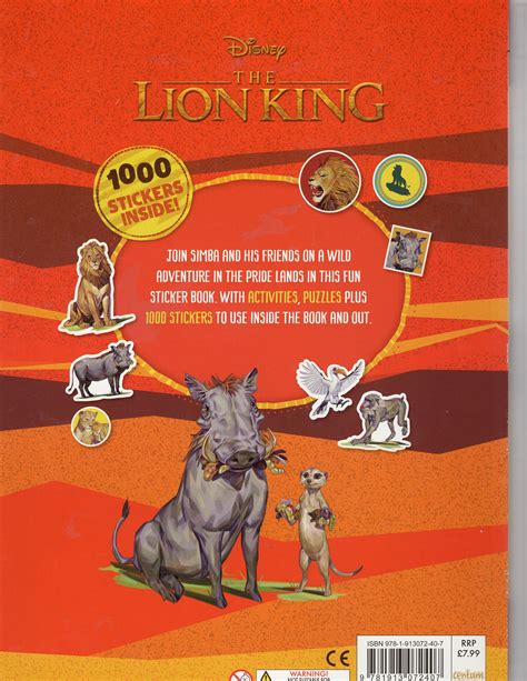 Disneys Lion King 1000 Stickers Book Brand NEW Softcover - Etsy