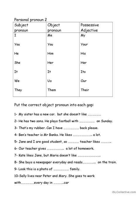 personal pronouns: English ESL worksheets pdf & doc