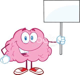 Happy Brain Holding Up A Blank Sign Stock Clipart | Royalty-Free | FreeImages