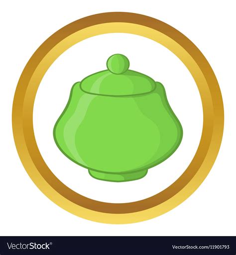 Green ceramic sugar bowl icon Royalty Free Vector Image