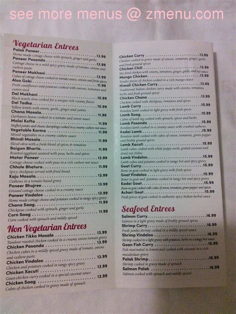 Menu at Khana Indian Bistro restaurant, Hershey