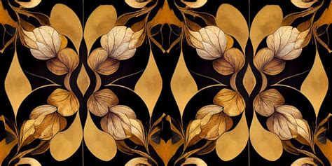 Premium Photo | Pattern with illustration of white flowers and gold ...