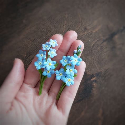 Forget-me-not floral brooch. Artificial blue flowers pin. | Etsy