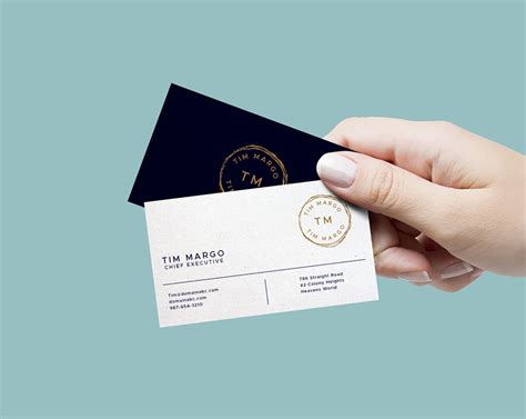 Free Hand Holding Business Card Mockup