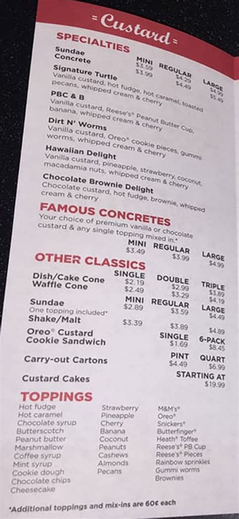 Freddy’s Frozen Custard And Steakburgers menu – SLC menu