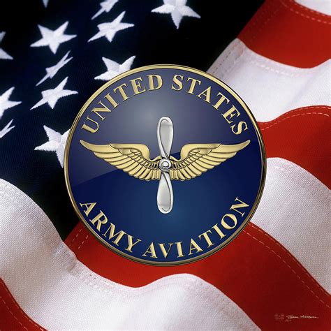 U. S. Army Aviation - Branch Insignia over American Flag Digital Art by Serge Averbukh - Pixels