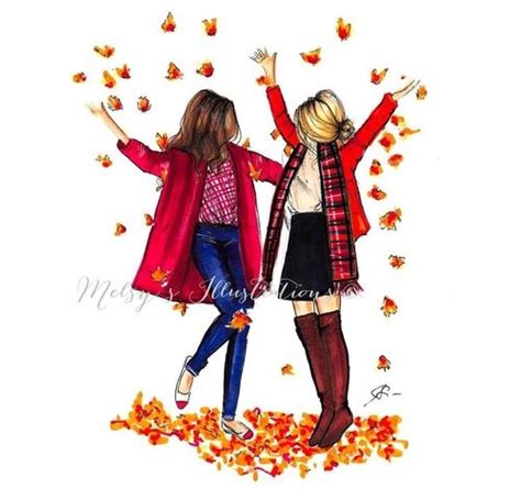 Autumn 🍁 _ drawing by Melsy on We Heart It | Drawings of friends, Bff ...