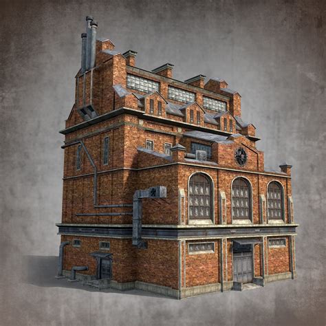 3d max brick factory in 2024 | Factory architecture, Steampunk building, Old factory