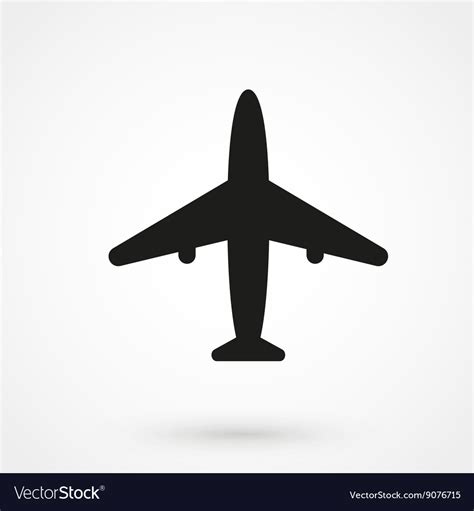 Airplane icon black on white background Royalty Free Vector