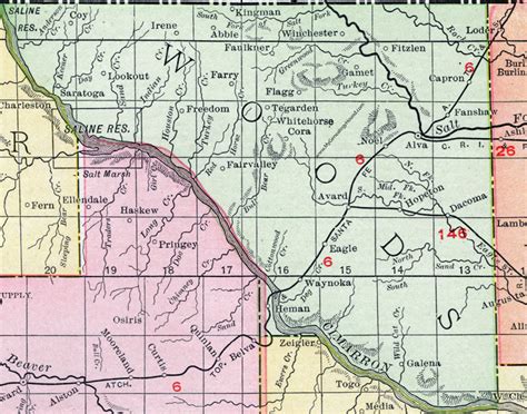 Woods County, Oklahoma 1911 Map, Rand McNally, Alva, Waynoka, Dacoma