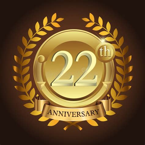 22nd Golden Anniversary Wreath Ribbon Logo Stock Vector - Illustration of badge, corporate ...