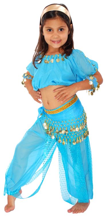 6-Piece Girls Arabian Princess Genie Costume in Jasmine Blue