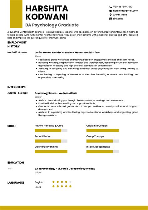 Sample Resume of BA Psychology Graduate with Template & Writing Guide ...