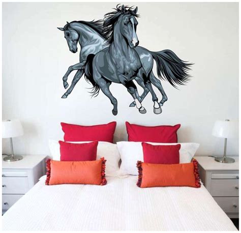 Buy Wall Sticker Two Running Horses Decor for Bedroom Online at Low ...