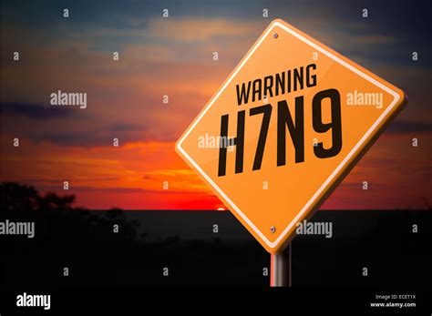 H7N9 on Warning Road Sign Stock Photo - Alamy