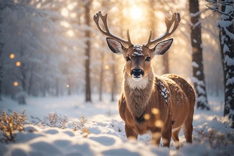 Premium AI Image | Beautiful Christmas scene with a deer in a winter ai ...