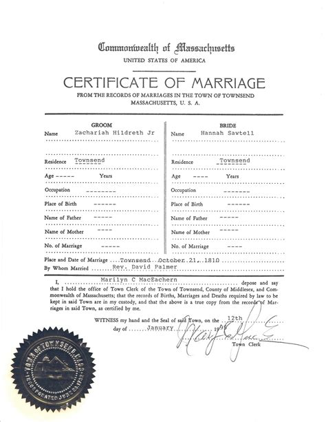 Genea-Musings: Treasure Chest Thursday - a Hildreth + Sawtell Marriage Certificate