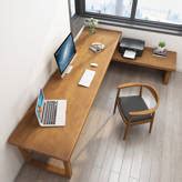 Wildon Home® Biagino 2 Solid Wood L-Shaped Desk And Chair Set Office Set with Hutch | Wayfair