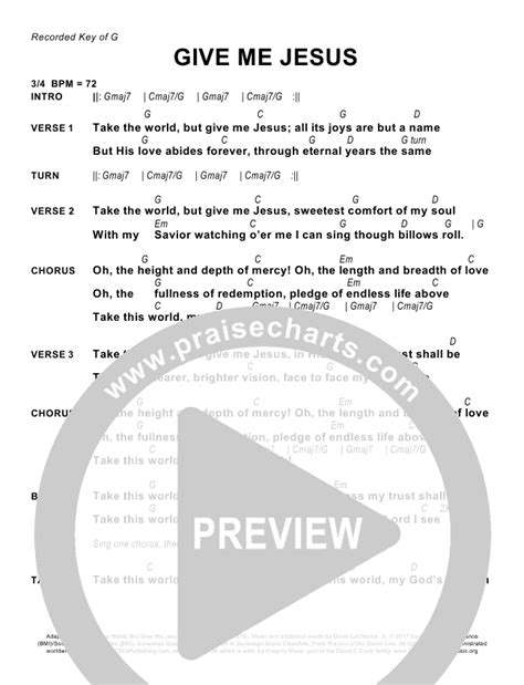 Give Me Jesus Chords PDF (Sovereign Grace) - PraiseCharts