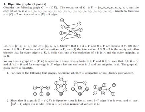 Solved 1. Bipartite graphs (2 points) Consider the following | Chegg.com