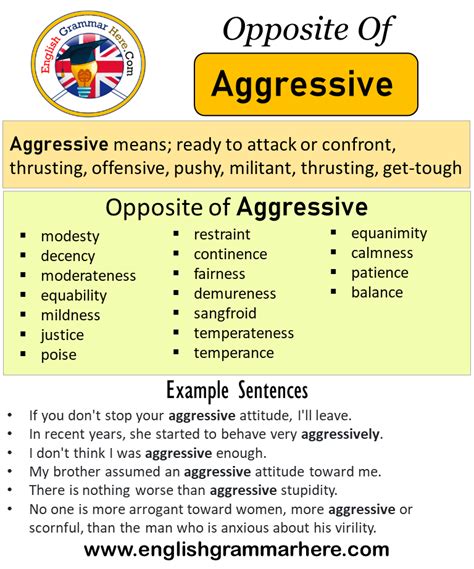 Opposite Of Aggressive, Antonyms of Aggressive, Meaning and Example ...