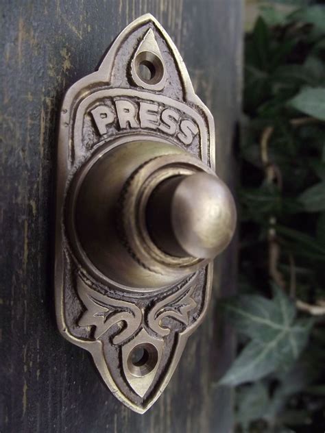 Vintage Victorian Old Style Brass Door Bell Press push aged brass | Victorian front doors ...