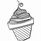 Ice Cream Cone Coloring Page · Creative Fabrica sketch template