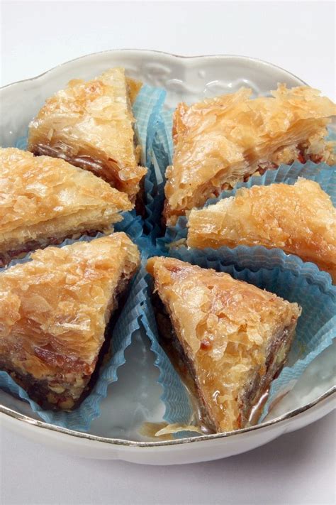 Easy Baklava #Recipe: flaky phyllo dough layered with cinnamon spiced nuts & covered with honey ...