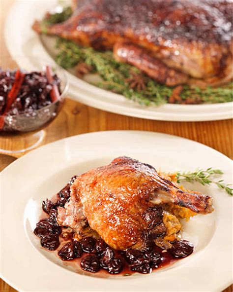 Roast Duck with Cherries Recipe & Video | Martha Stewart