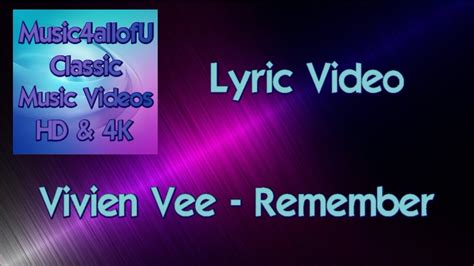 Vivien Vee - Remember (HD Lyric Video) 1980 - YouTube