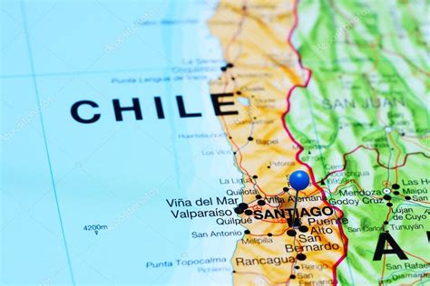 Santiago pinned on a map of Chile Stock Photo by ©dk_photos 120169070