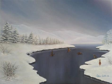 Snowy landscape Painting by SILVIA CARTA | Saatchi Art