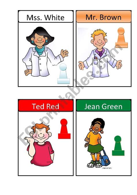 CLUEDO CHARACTERS CARDS part3 - ESL worksheet by aliciacot