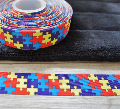 5 YARDS of Autism puzzle ribbon 25 mm 1 incheAutism | Etsy