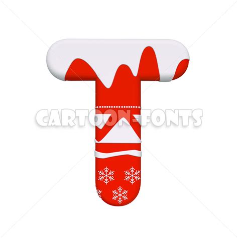 Santa Claus font T | 3d large letter against white background