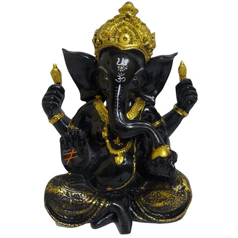 Orange Marble Look Ganesh Statue Murti Figurine Height 28 CM