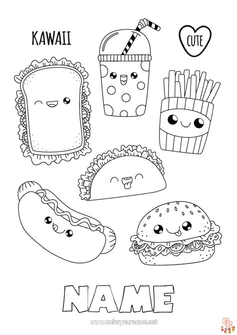 Free Printable Kawaii Food Coloring Pages for Kids